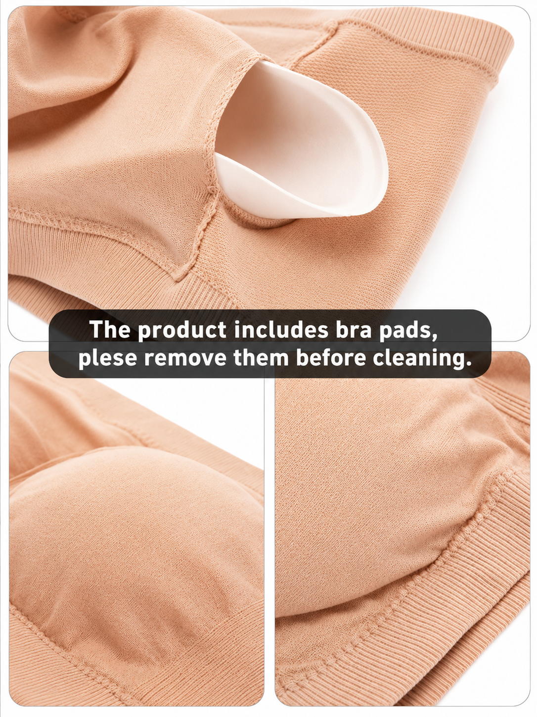 LiftLux Seamless Bandeau Bra 3-Pack – Black, Nude & White